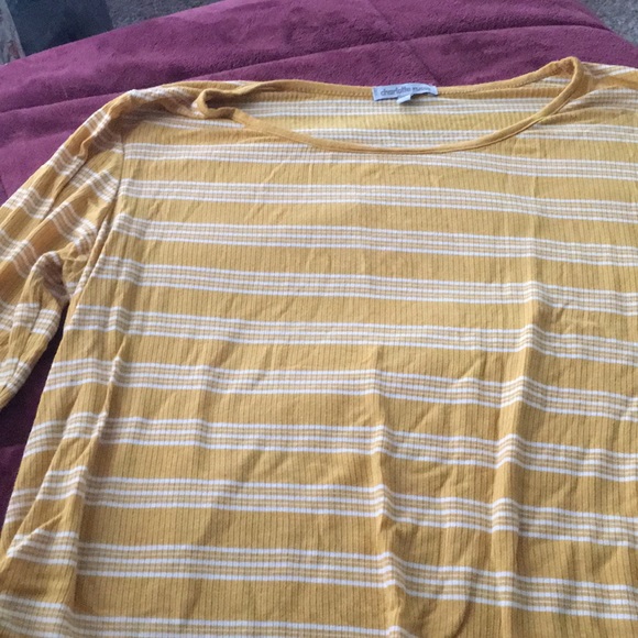 Charlotte Russe Tops - Charlotte Russe - Yellow White Striped Long Sleeve